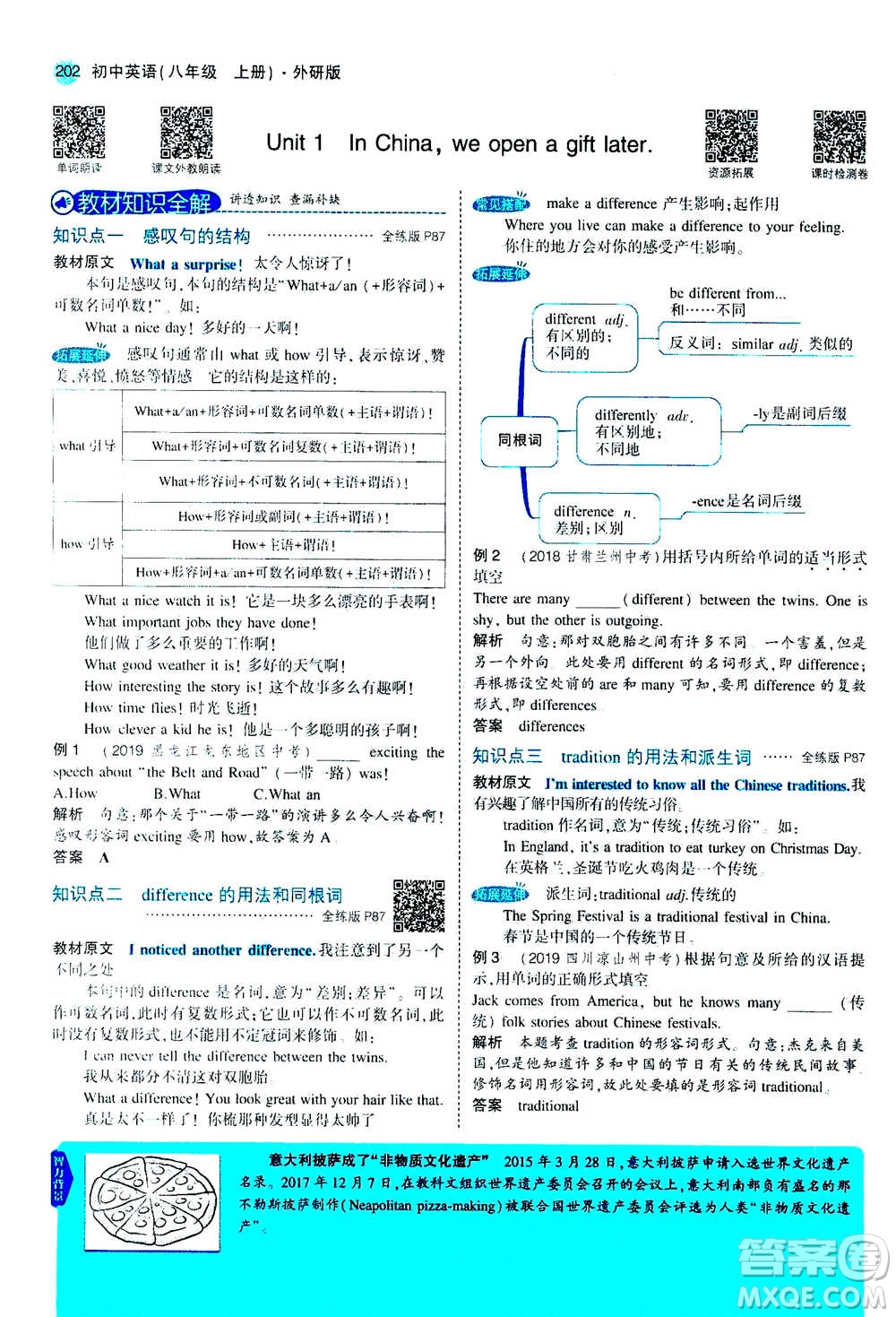 2020秋5年中考3年模擬全練版全解版初中英語(yǔ)八年級(jí)上冊(cè)外研版參考答案