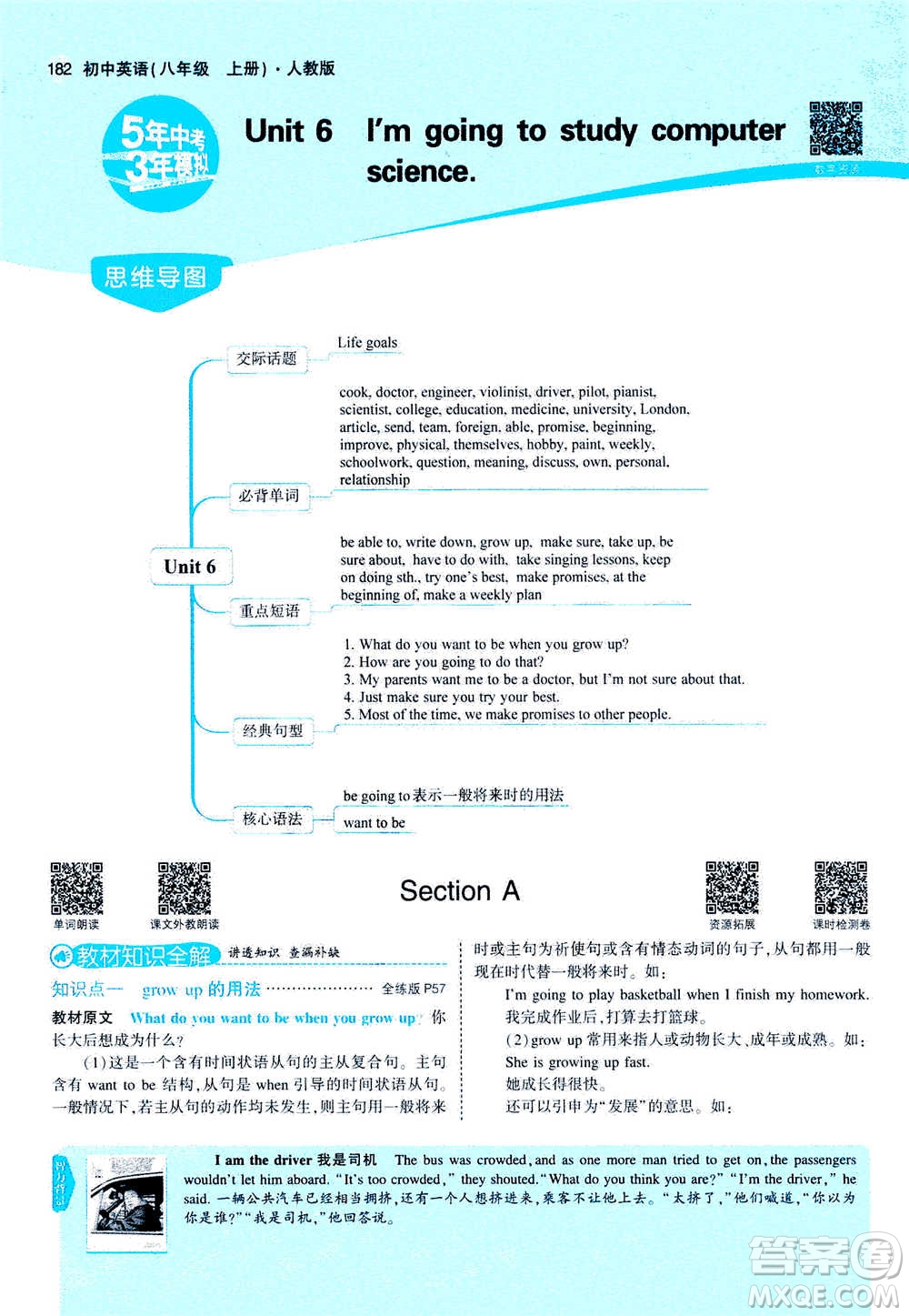 2020秋5年中考3年模擬全練版全解版初中英語(yǔ)八年級(jí)上冊(cè)人教版參考答案