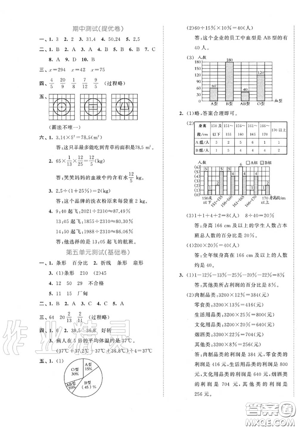 西安出版社曲一線2020秋小兒郎53全優(yōu)卷六年級數(shù)學(xué)上冊北師版答案