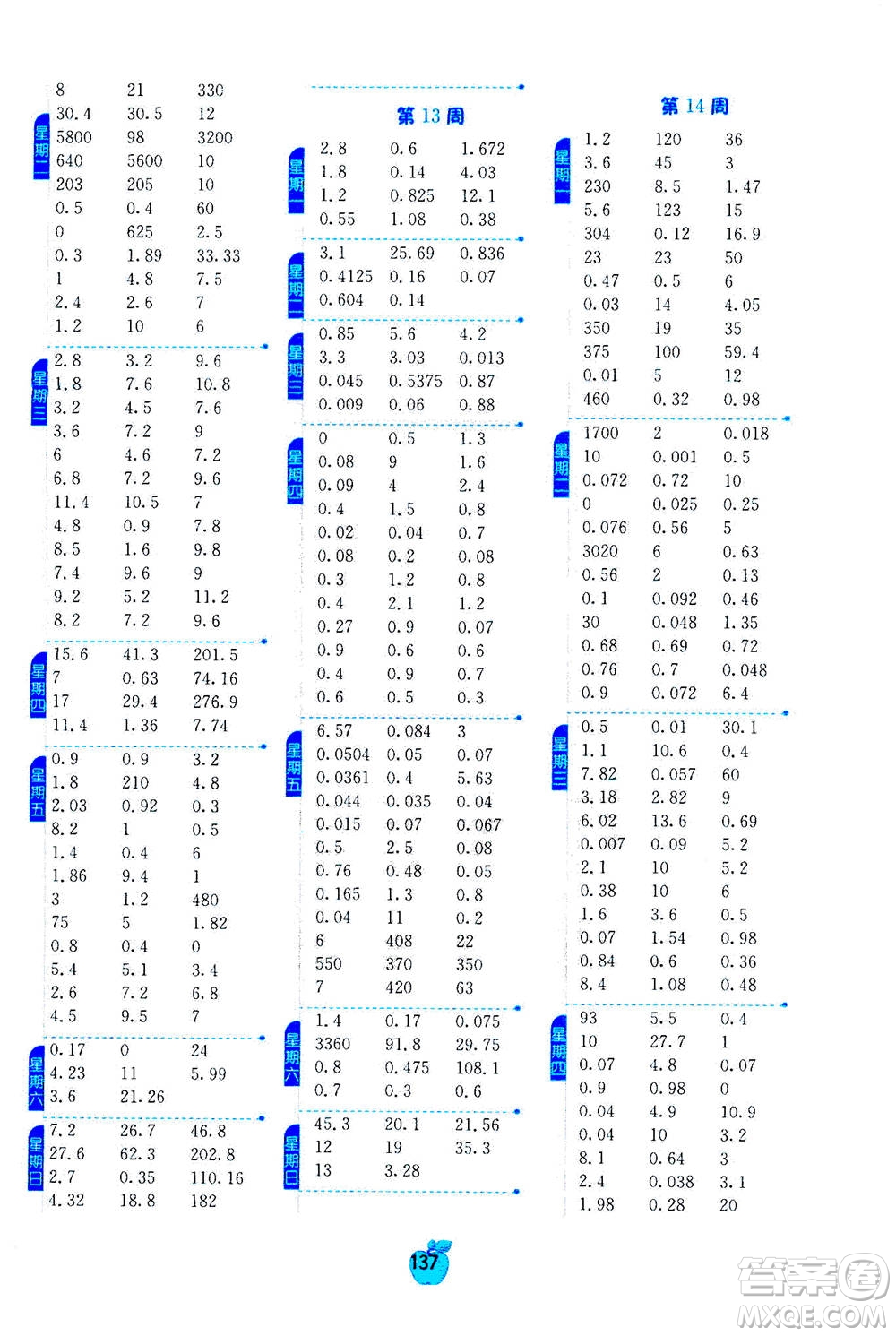 江蘇人民出版社2020年小學數學計算高手五年級上冊江蘇專用參考答案