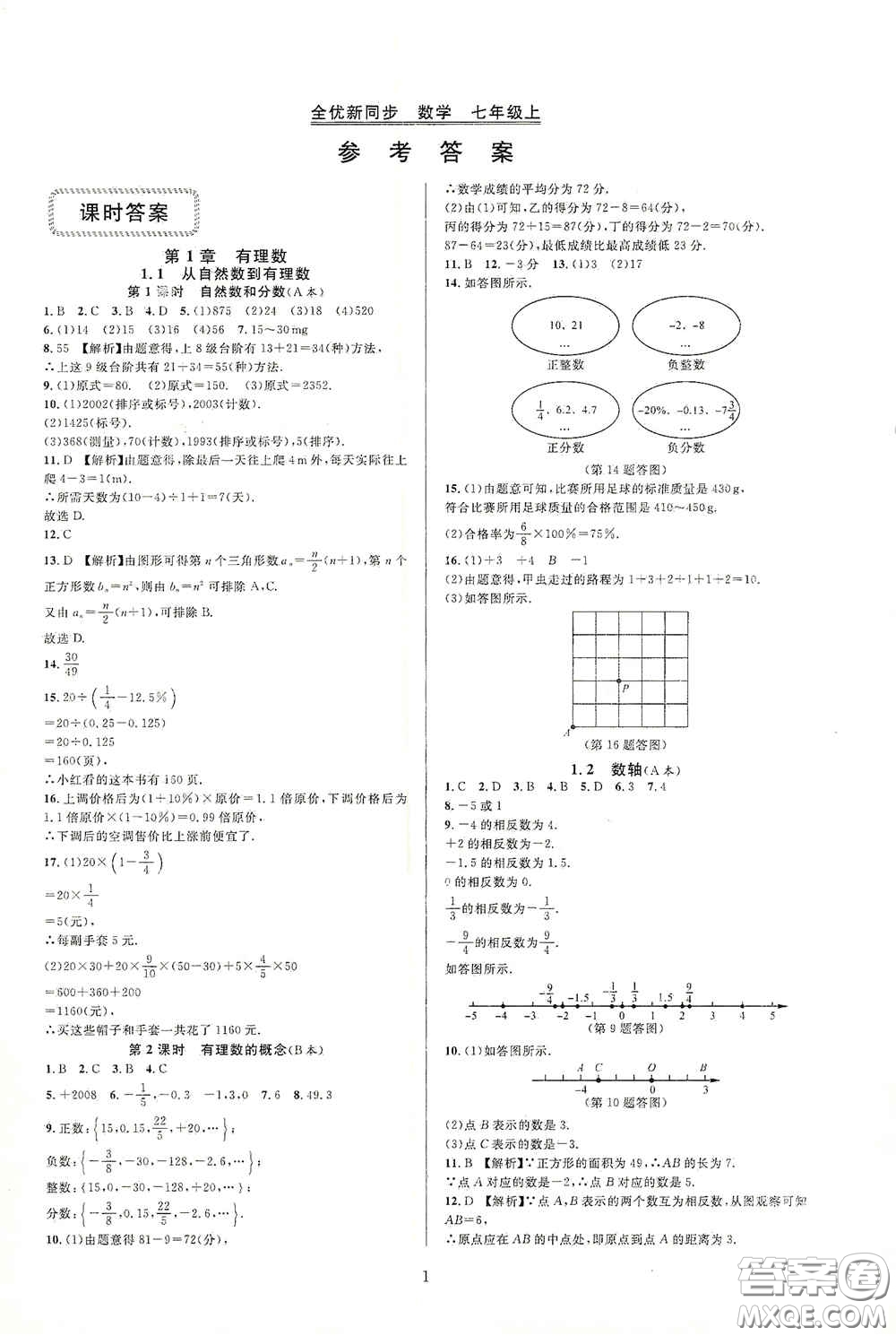 浙江教育出版社2020全優(yōu)新同步七年級(jí)數(shù)學(xué)上冊(cè)浙版答案