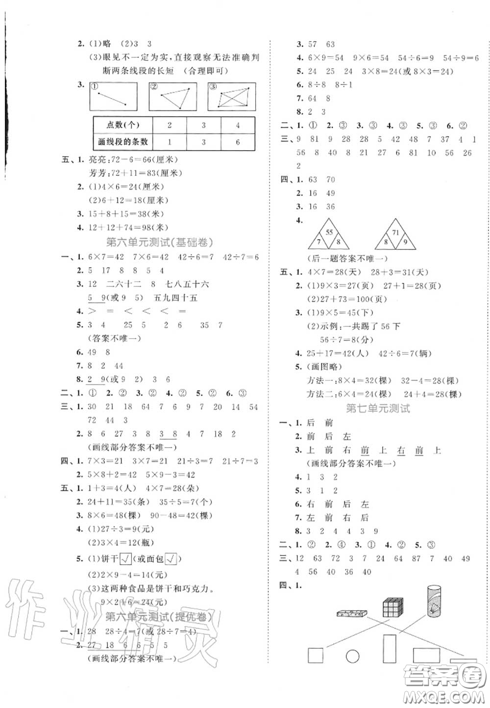 西安出版社曲一線2020秋小兒郎53全優(yōu)卷二年級(jí)數(shù)學(xué)上冊(cè)蘇教版答案