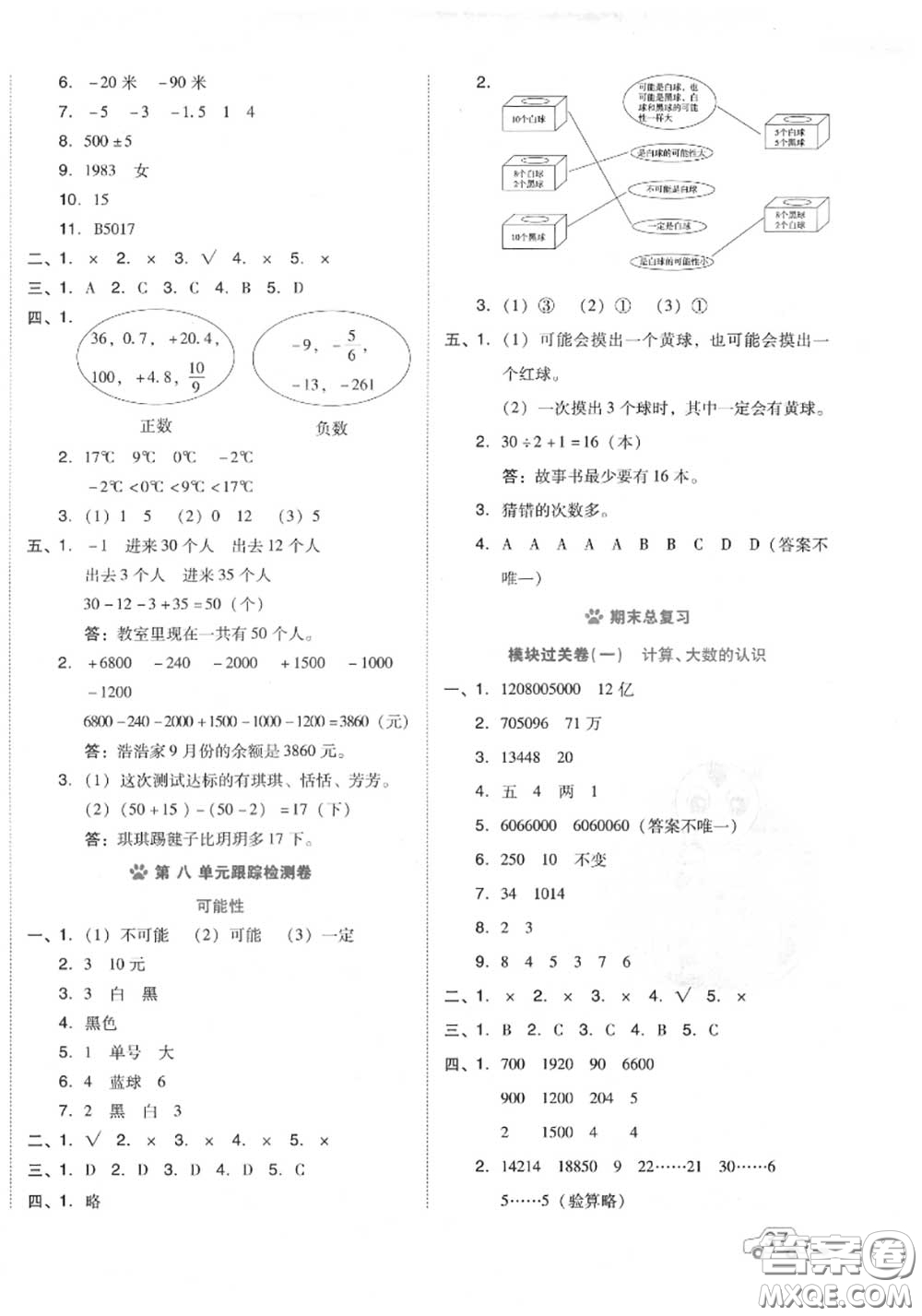 吉林教育出版社2020秋榮德基好卷四年級數(shù)學(xué)上冊北師版答案