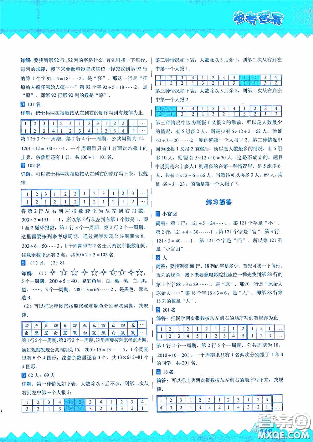 華東師范大學(xué)出版社2020高思教育高思學(xué)校競賽數(shù)學(xué)課本三年級上冊答案