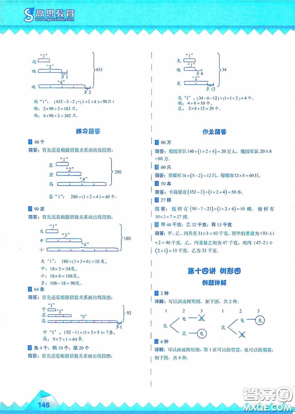 華東師范大學(xué)出版社2020高思教育高思學(xué)校競賽數(shù)學(xué)課本三年級上冊答案