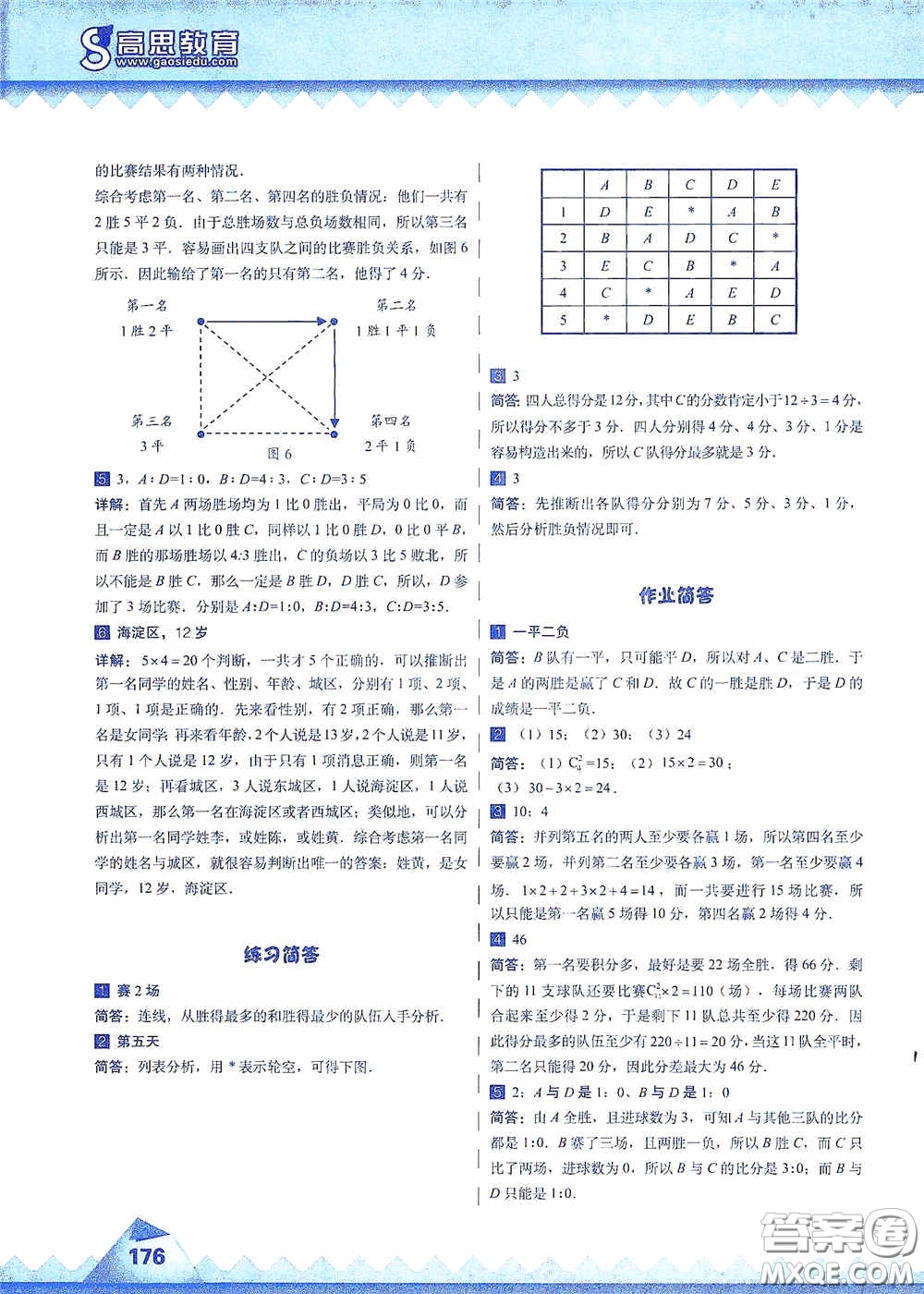 華東師范大學(xué)出版社2020高思教育高思學(xué)校競賽數(shù)學(xué)課本六年級上冊答案