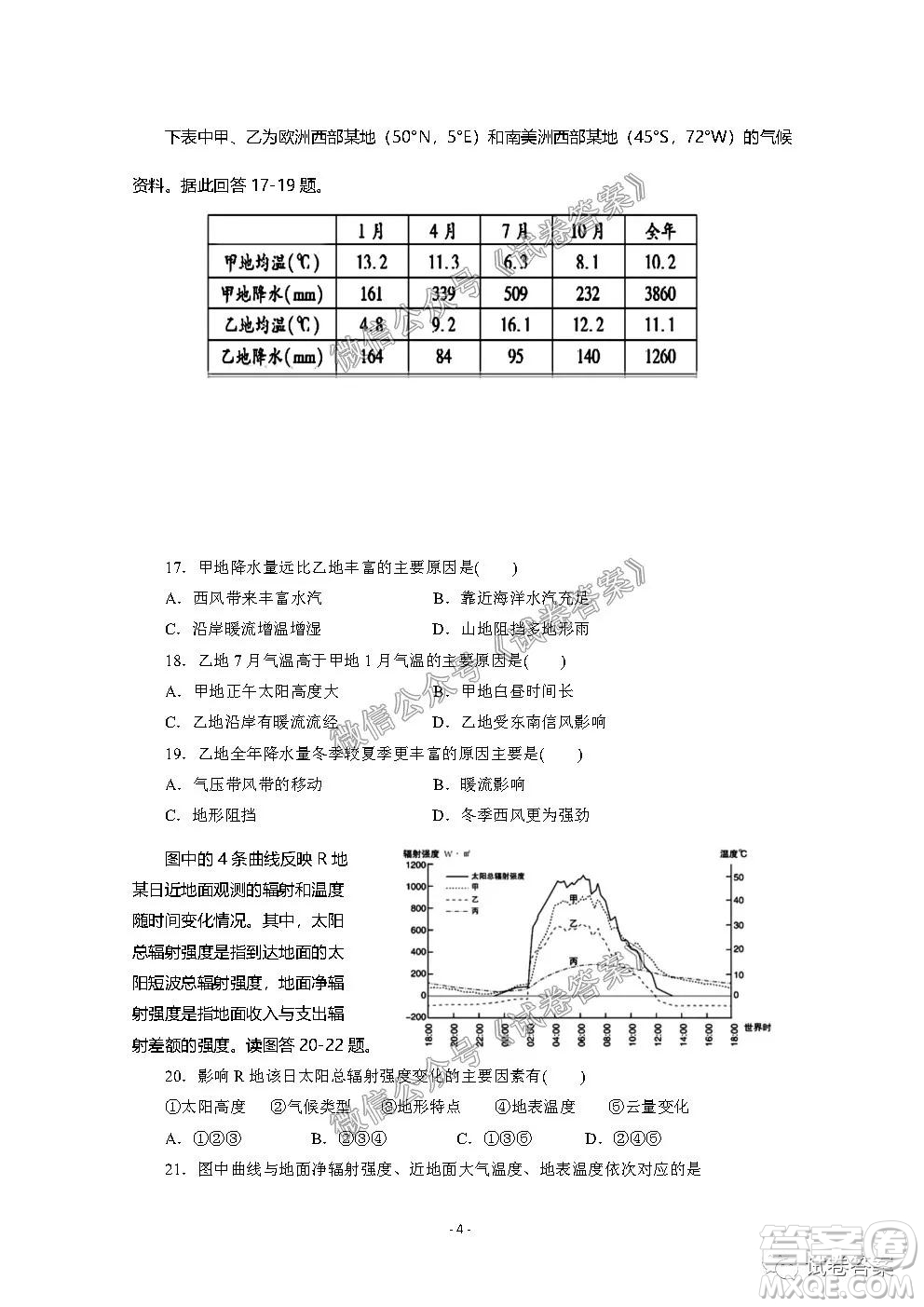 信陽市2020-2021學年度高中畢業(yè)班第一次調(diào)研考試地理試題及答案