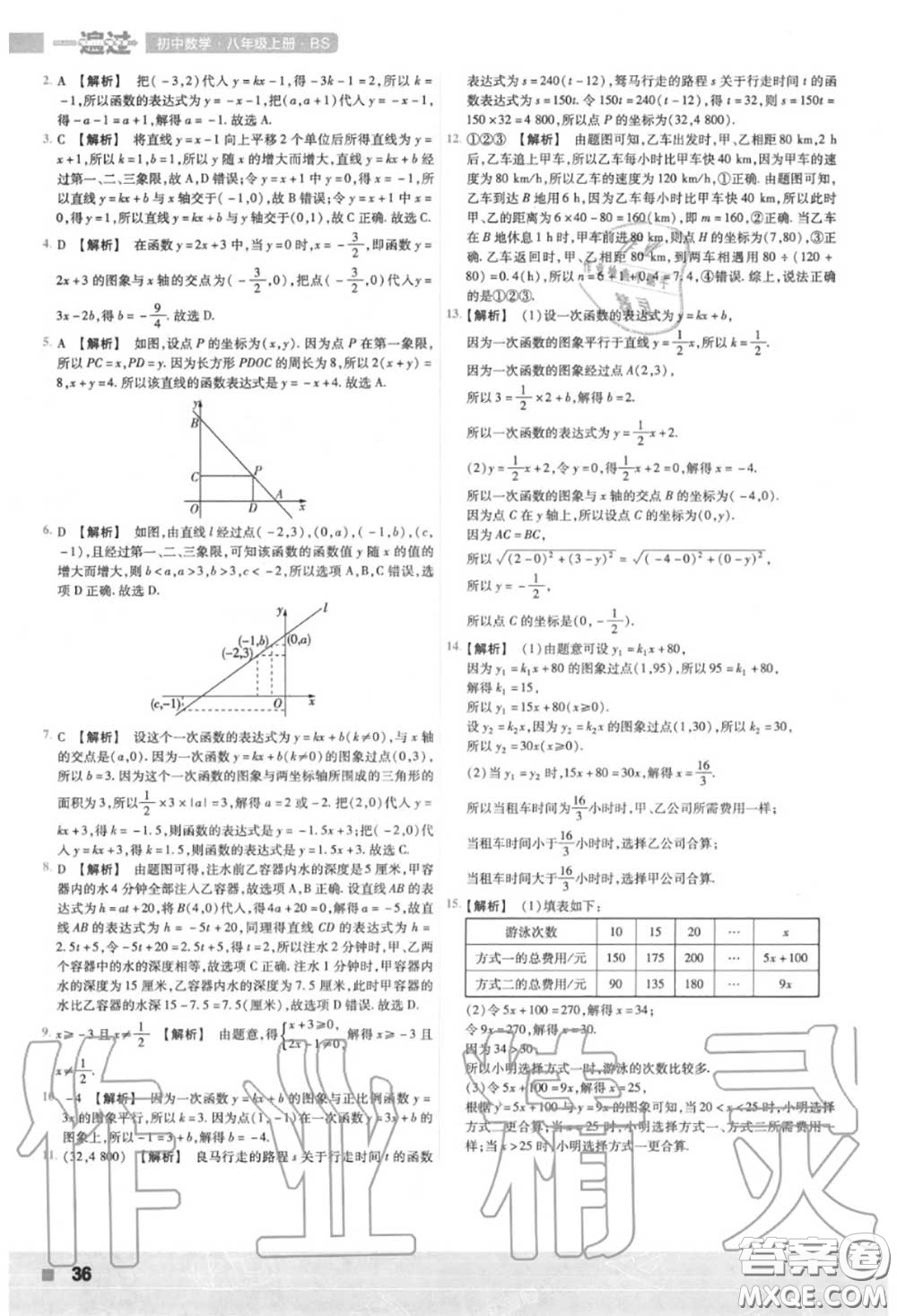 天星教育2020年秋一遍過初中數(shù)學(xué)八年級上冊北師版答案