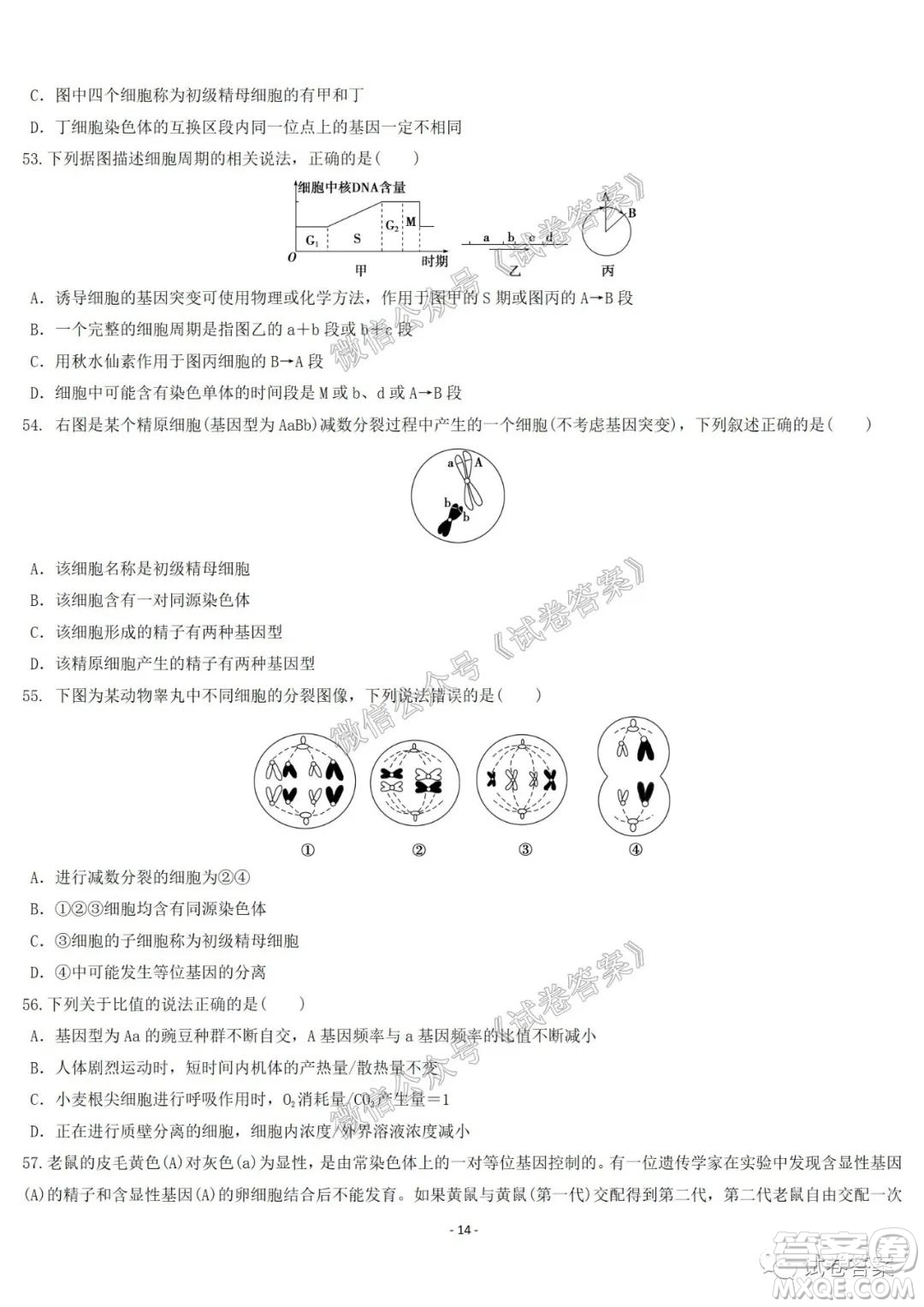 哈爾濱市第六中學(xué)2021屆開學(xué)階段性總結(jié)高三生物試題及答案