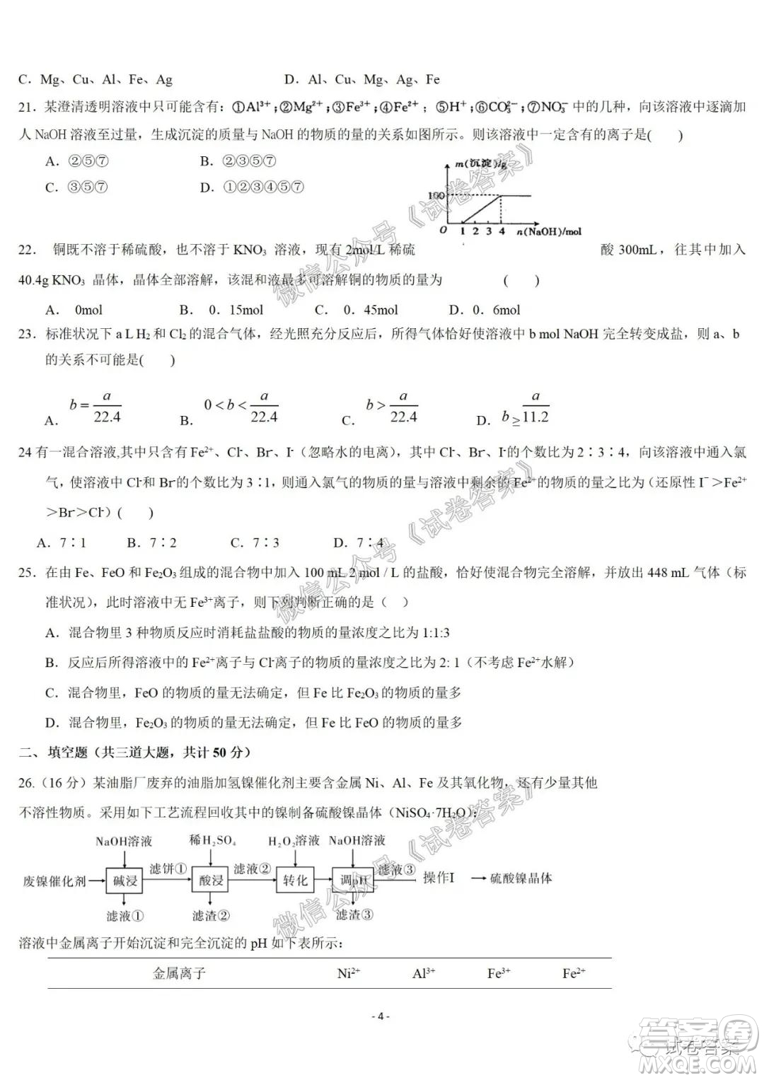 哈爾濱市第六中學(xué)2021屆開(kāi)學(xué)階段性總結(jié)高三化學(xué)試題及答案