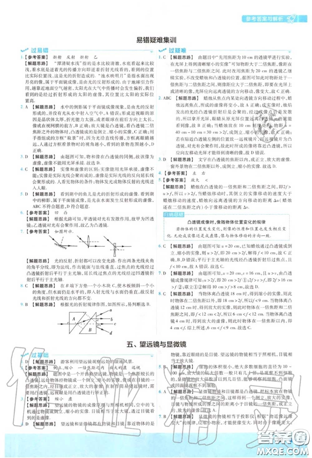 天星教育2020年秋一遍過初中物理八年級(jí)上冊(cè)蘇科版答案