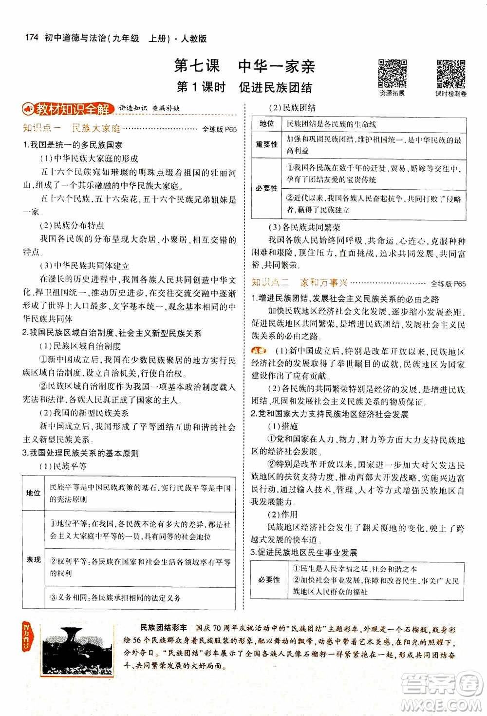 2021版初中同步5年中考3年模擬全解版初中道德與法治九年級(jí)上冊(cè)人教版參考答案