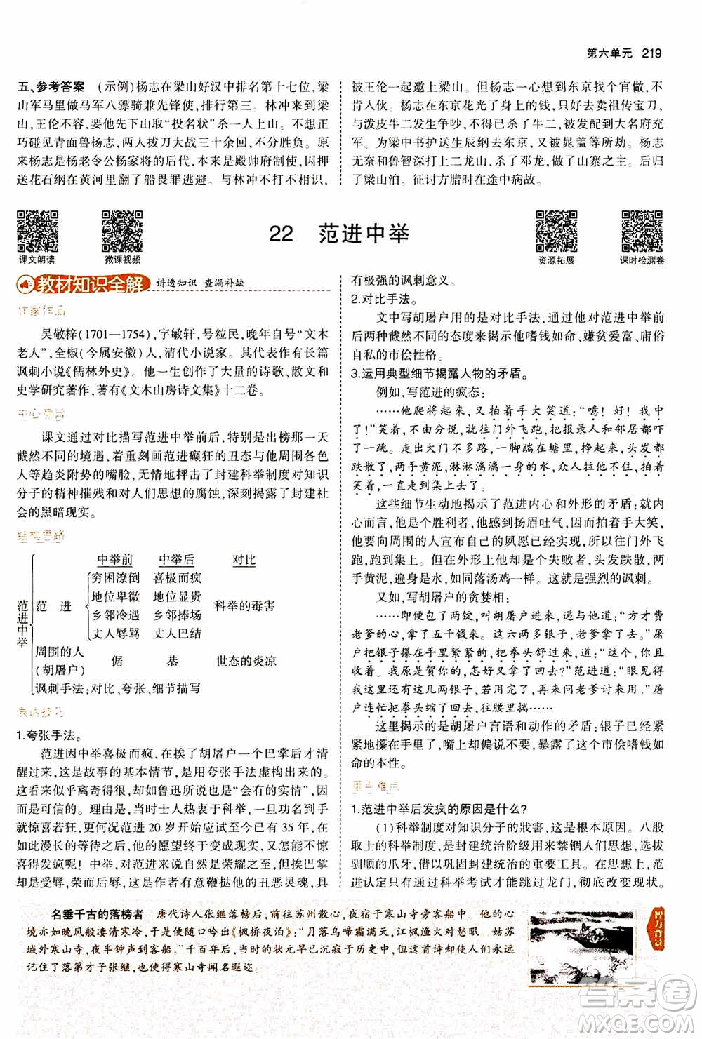 2021版初中同步5年中考3年模擬全解版初中語(yǔ)文九年級(jí)上冊(cè)人教版參考答案