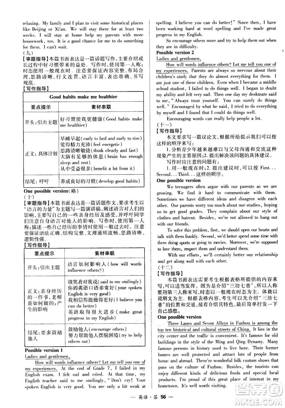 2021中考復(fù)習(xí)使用天利38套全國(guó)各省市中考真題?？蓟A(chǔ)題英語(yǔ)參考答案