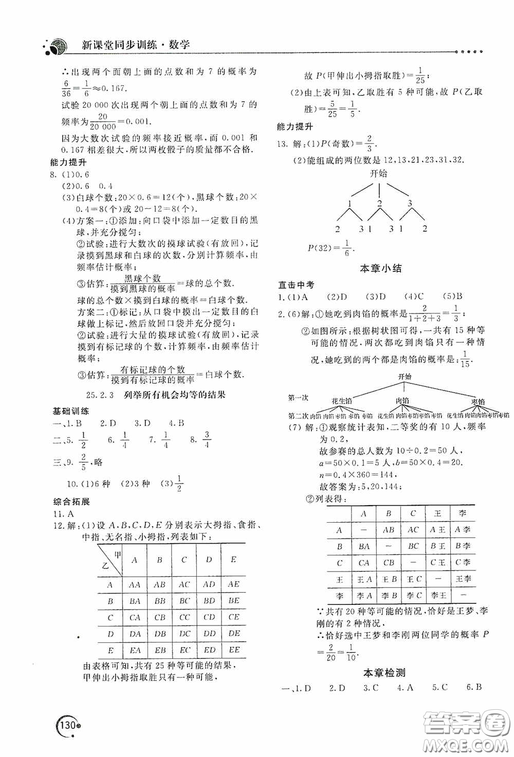 北京教育出版社2020新課堂同步訓(xùn)練九年級(jí)數(shù)學(xué)上冊華東師大版答案