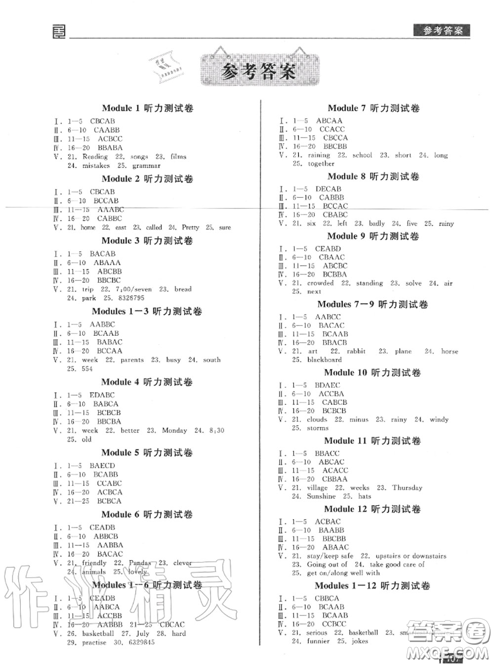 陽光出版社2020秋全品小復(fù)習(xí)八年級(jí)英語上冊(cè)外研版答案