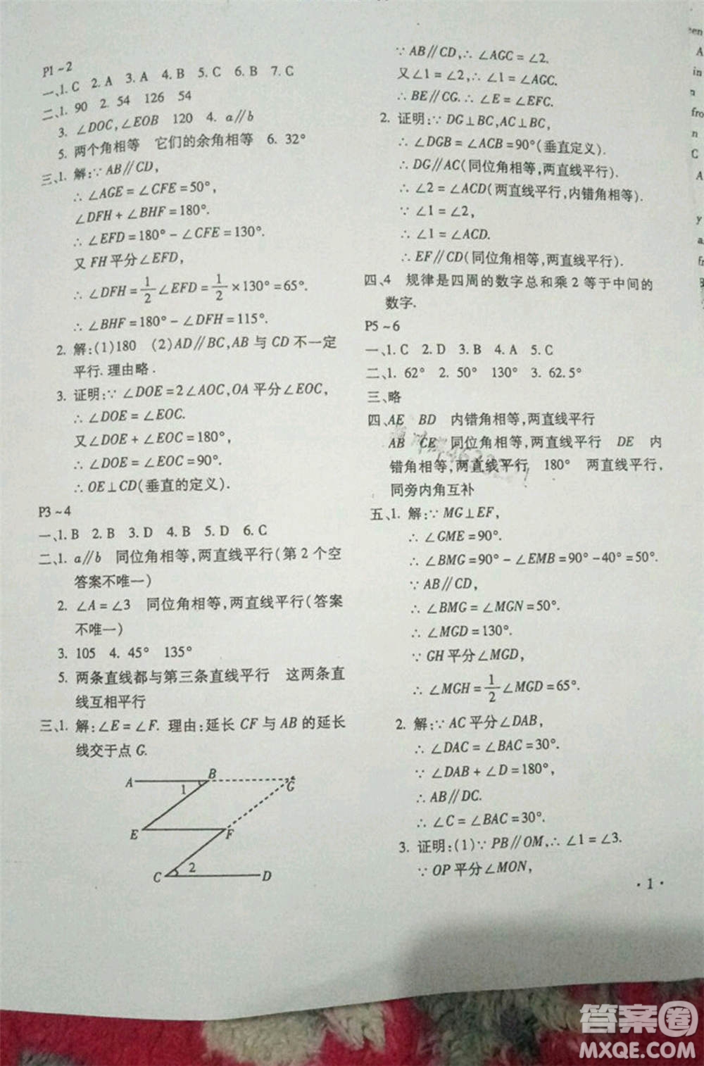 河北少年兒童出版社2019年暑假樂(lè)園七年級(jí)數(shù)學(xué)人教版參考答案