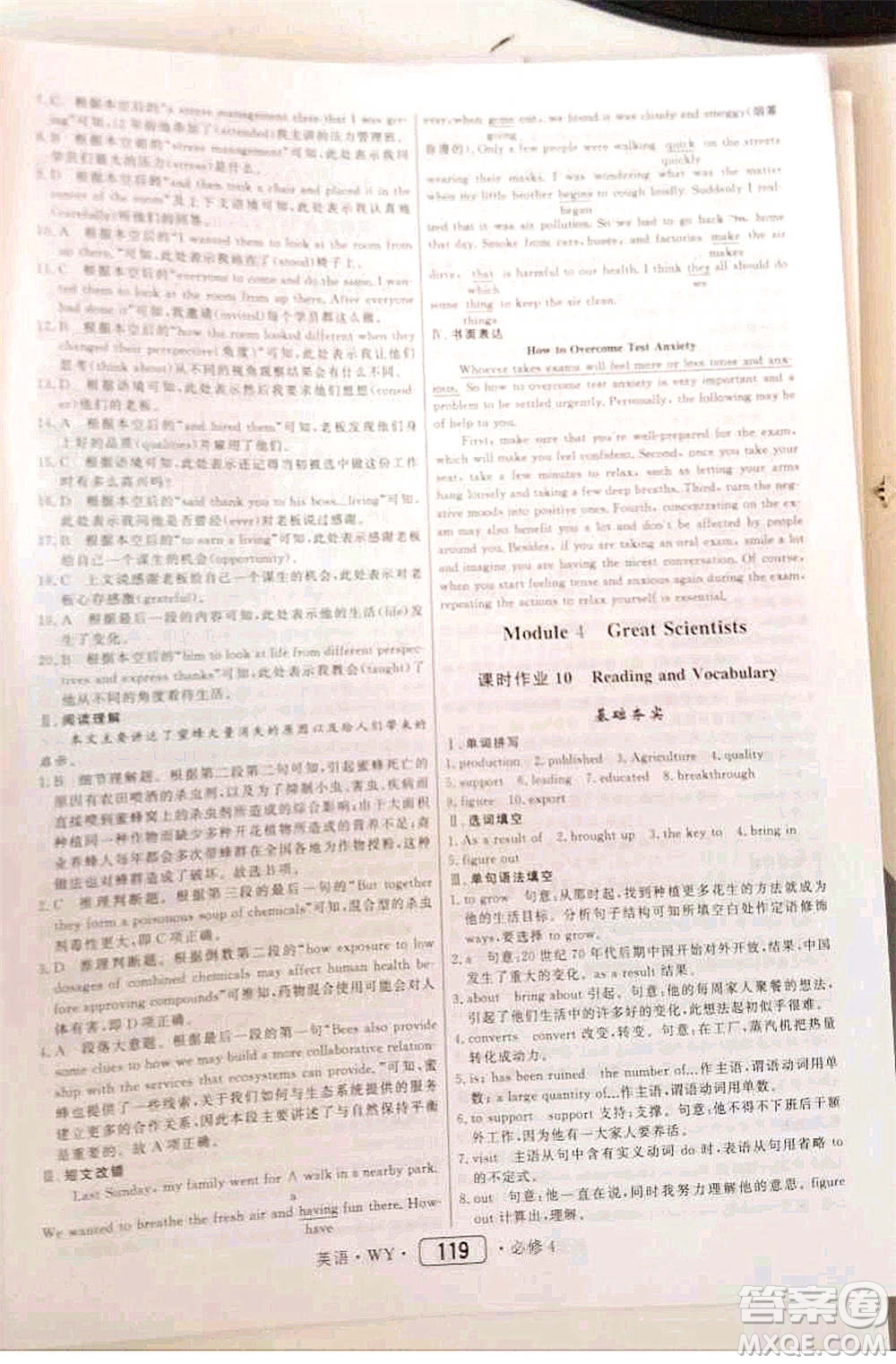 內(nèi)蒙古大學(xué)出版社2020年紅對勾45分鐘作業(yè)與單元評估英語必修四WY外研版答案