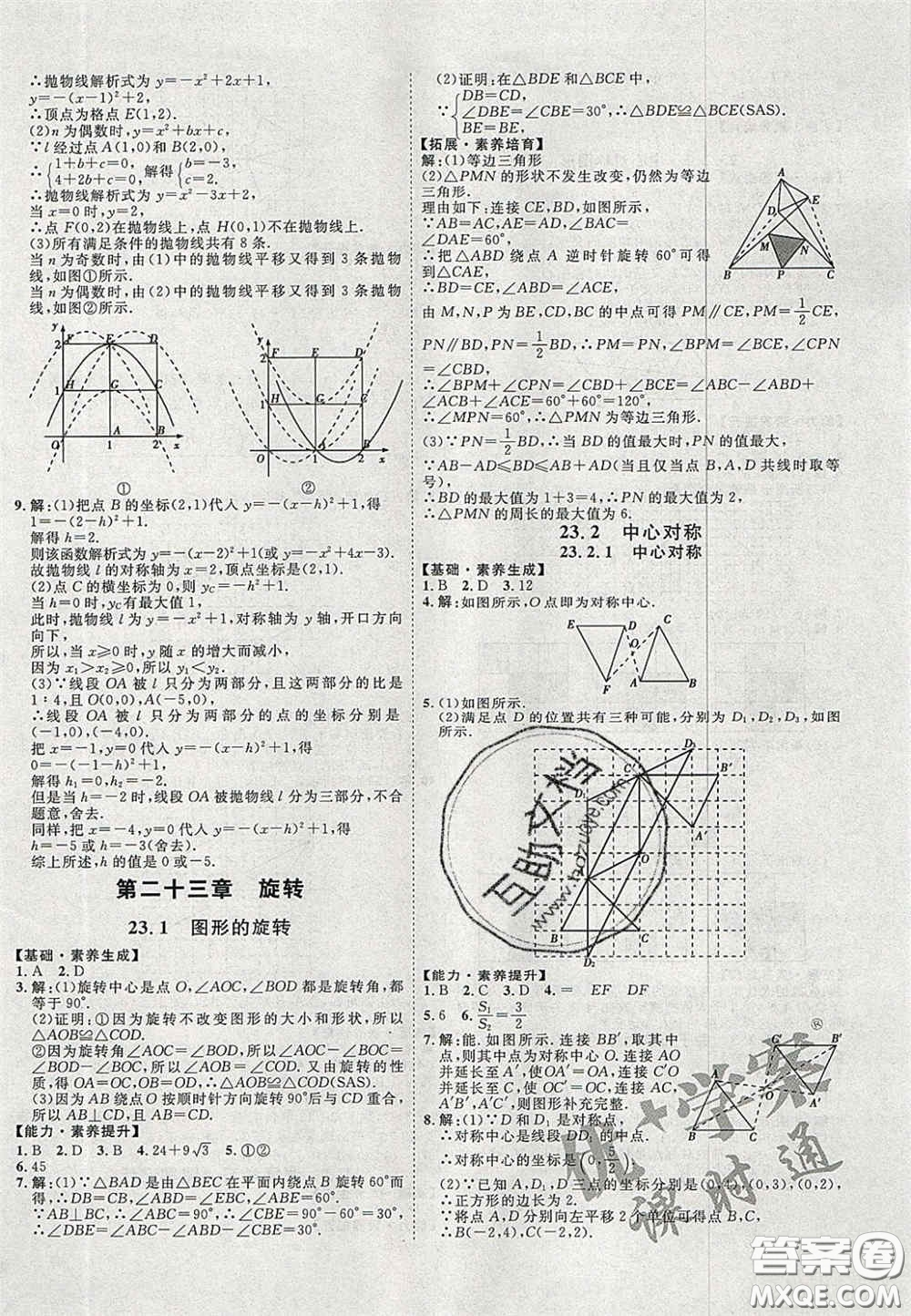 2020秋優(yōu)加學(xué)案課時通九年級數(shù)學(xué)上冊人教版河北專用答案