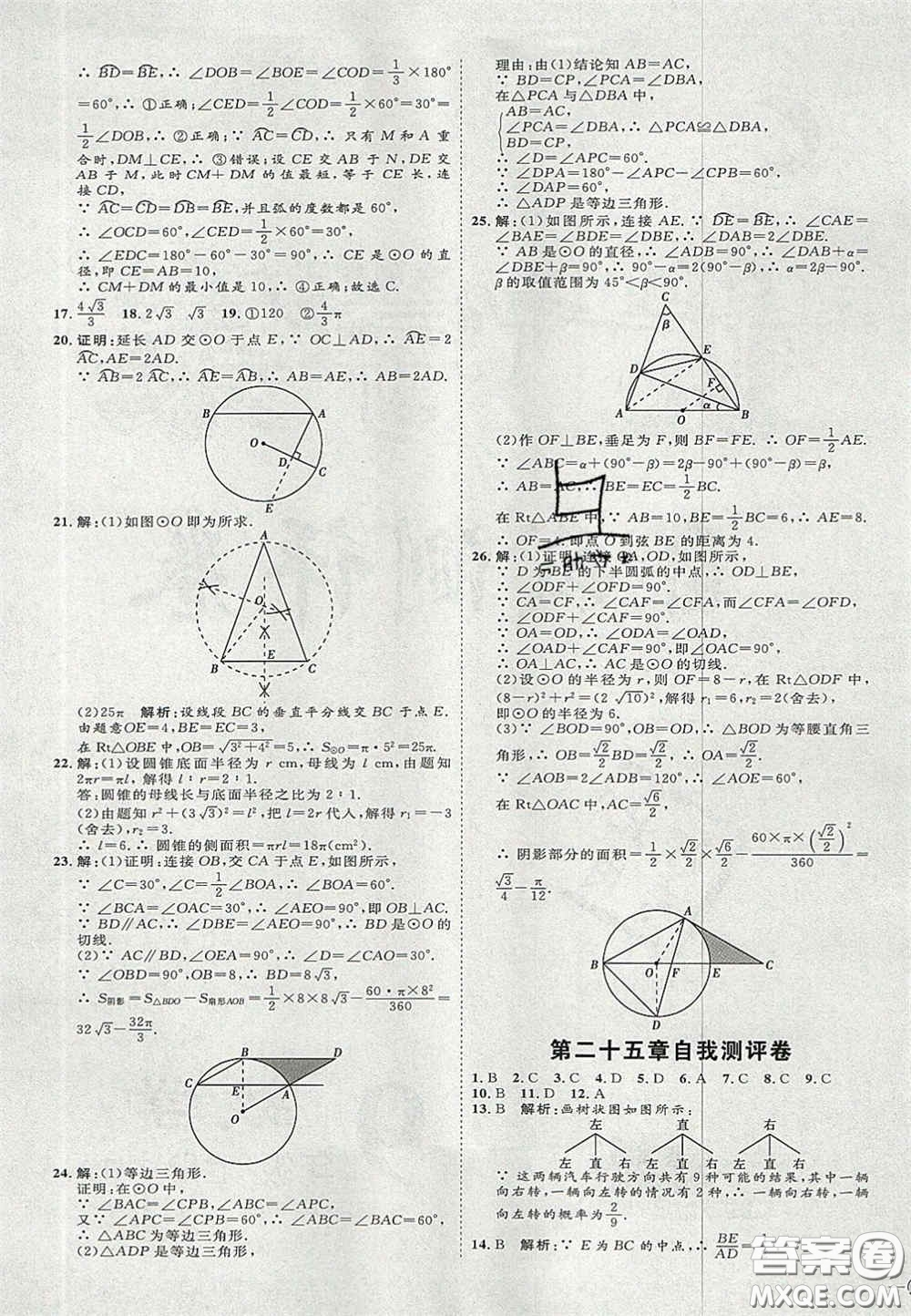 2020秋優(yōu)加學(xué)案課時通九年級數(shù)學(xué)上冊人教版河北專用答案