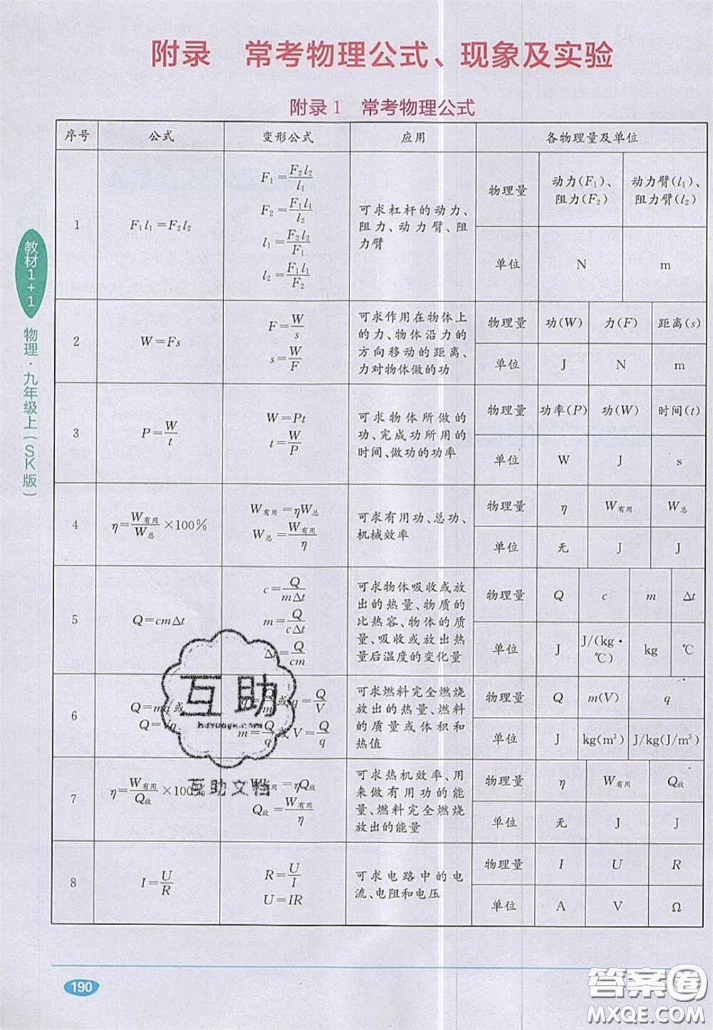 新疆青少年出版社2020教材1加1九年級(jí)物理上冊(cè)蘇科版答案