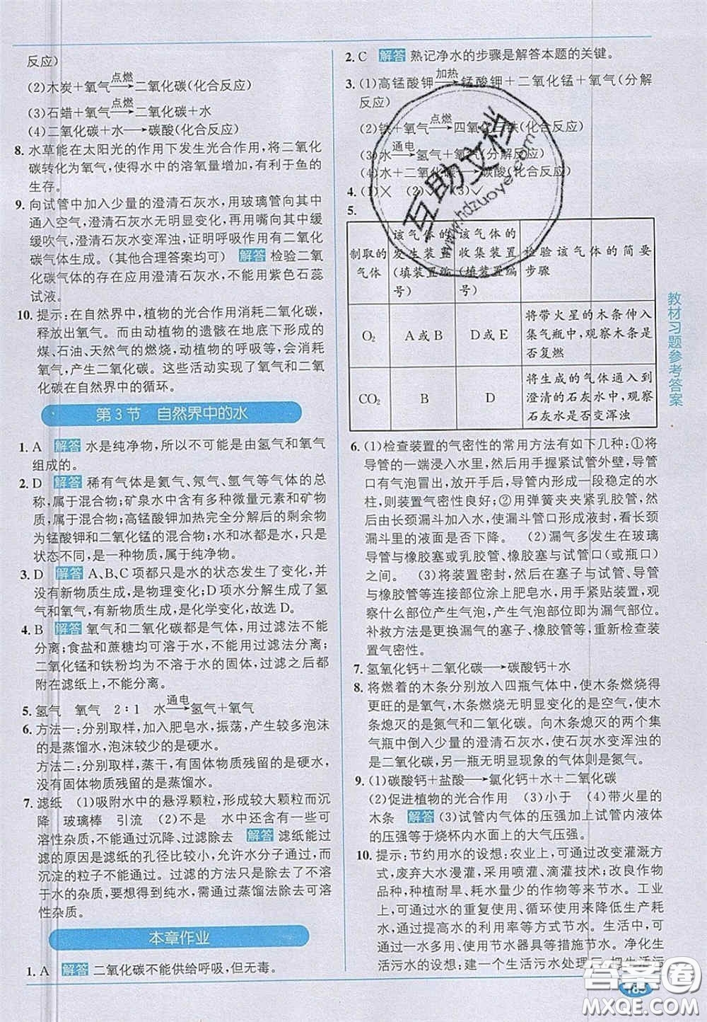 新疆青少年出版社2020年教材1加1九年級(jí)化學(xué)上冊(cè)滬教版答案