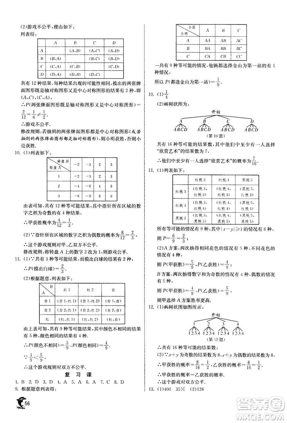 江蘇人民出版社2020年實驗班提優(yōu)訓(xùn)練九年級上數(shù)學(xué)RMJY人教版答案