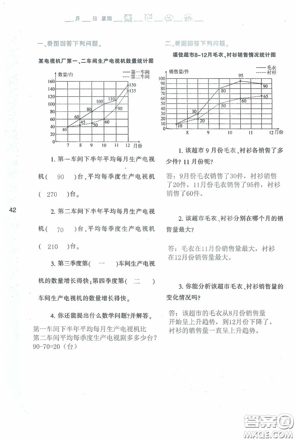 陜西人民教育出版社2020陜教出品小學暑假作業(yè)與生活五年級數(shù)學A版答案