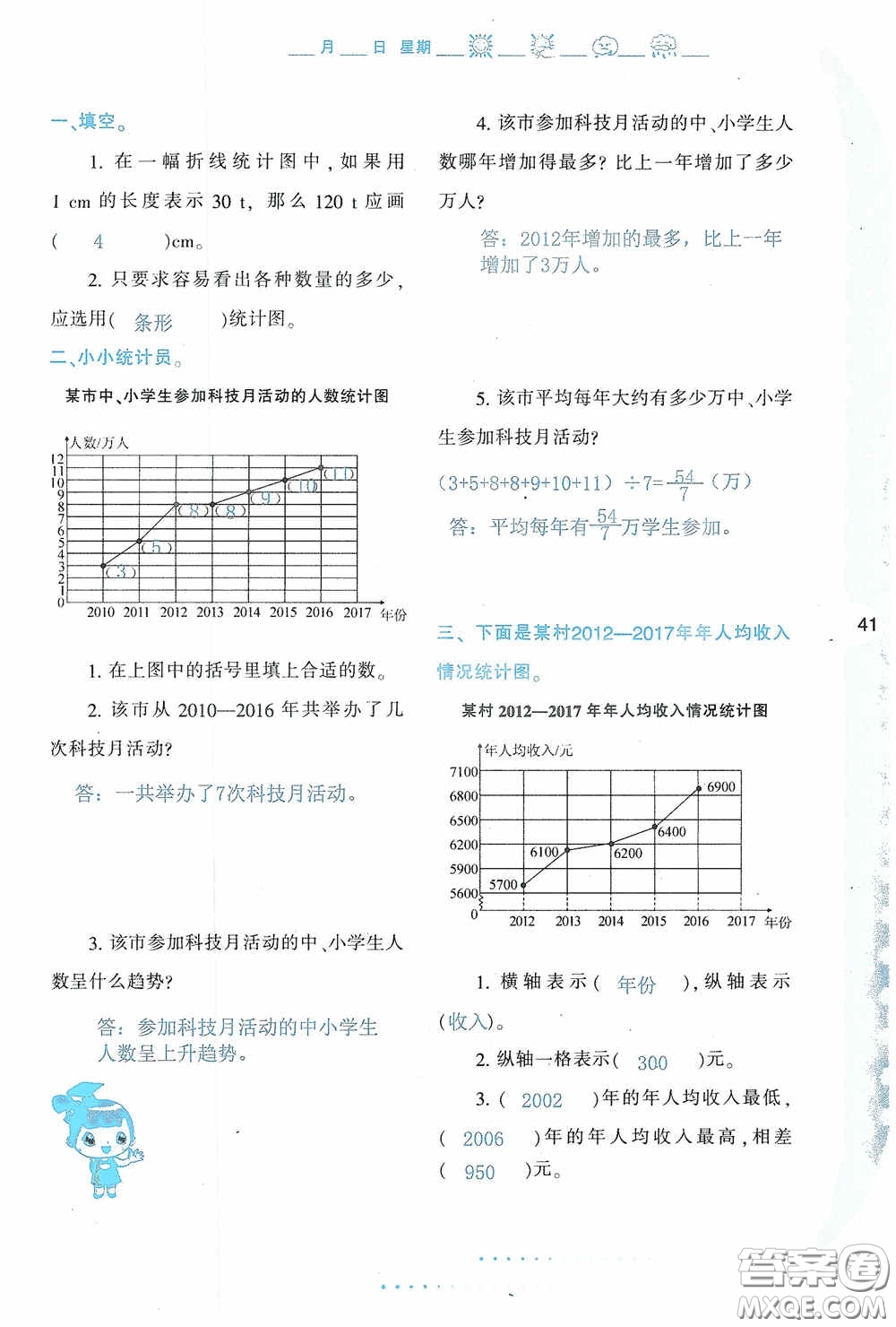 陜西人民教育出版社2020陜教出品小學暑假作業(yè)與生活五年級數(shù)學A版答案