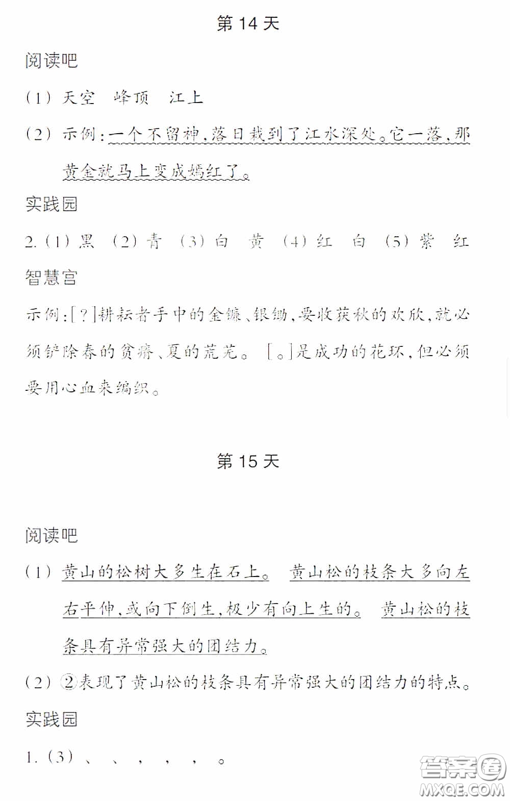 浙江教育出版社2020暑假作業(yè)本五年級語文英語人教版答案