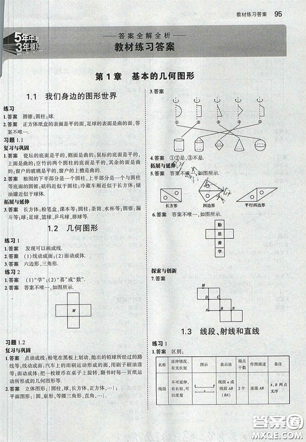 2020義務(wù)教育教科書(shū)七年級(jí)數(shù)學(xué)上冊(cè)青島版課后習(xí)題答案