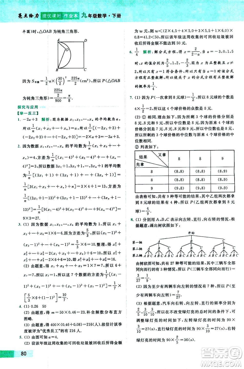 2020年亮點(diǎn)給力提優(yōu)課時作業(yè)本數(shù)學(xué)九年級下冊蘇教版參考答案