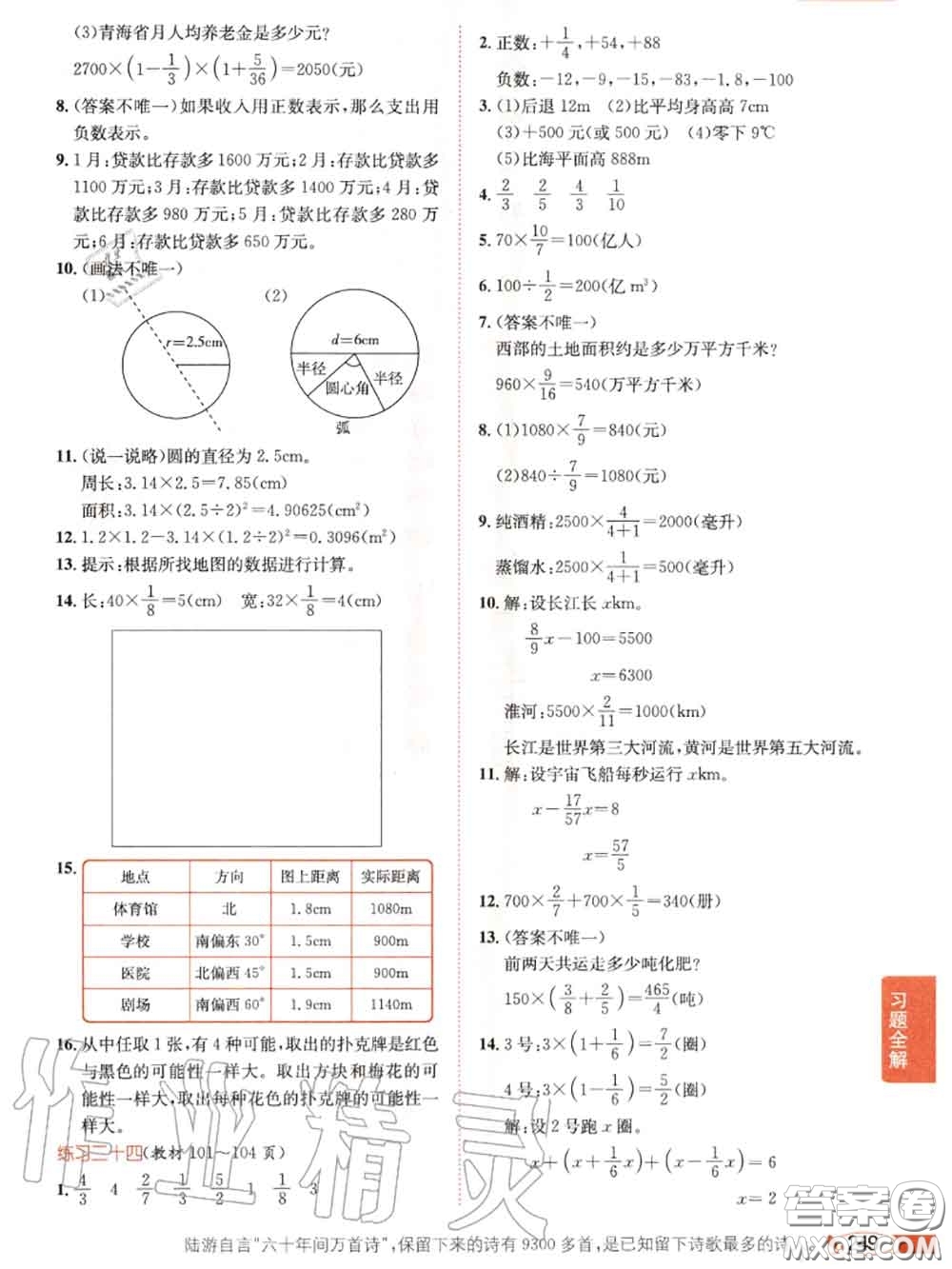 西南師范大學出版社2020年課本教材六年級數(shù)學西師版參考答案