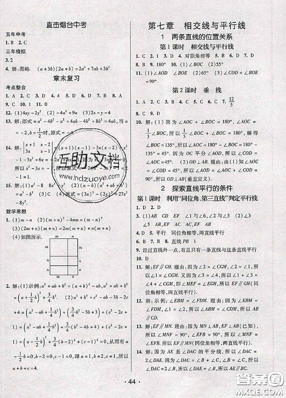 新疆青少年出版社2020同行學(xué)案學(xué)練測六年級數(shù)學(xué)下冊魯教版參考答案