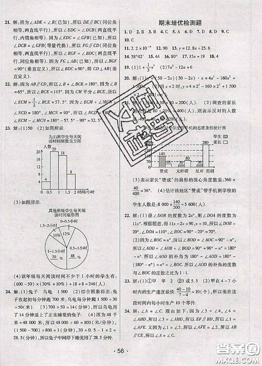 新疆青少年出版社2020同行學(xué)案學(xué)練測六年級數(shù)學(xué)下冊魯教版參考答案