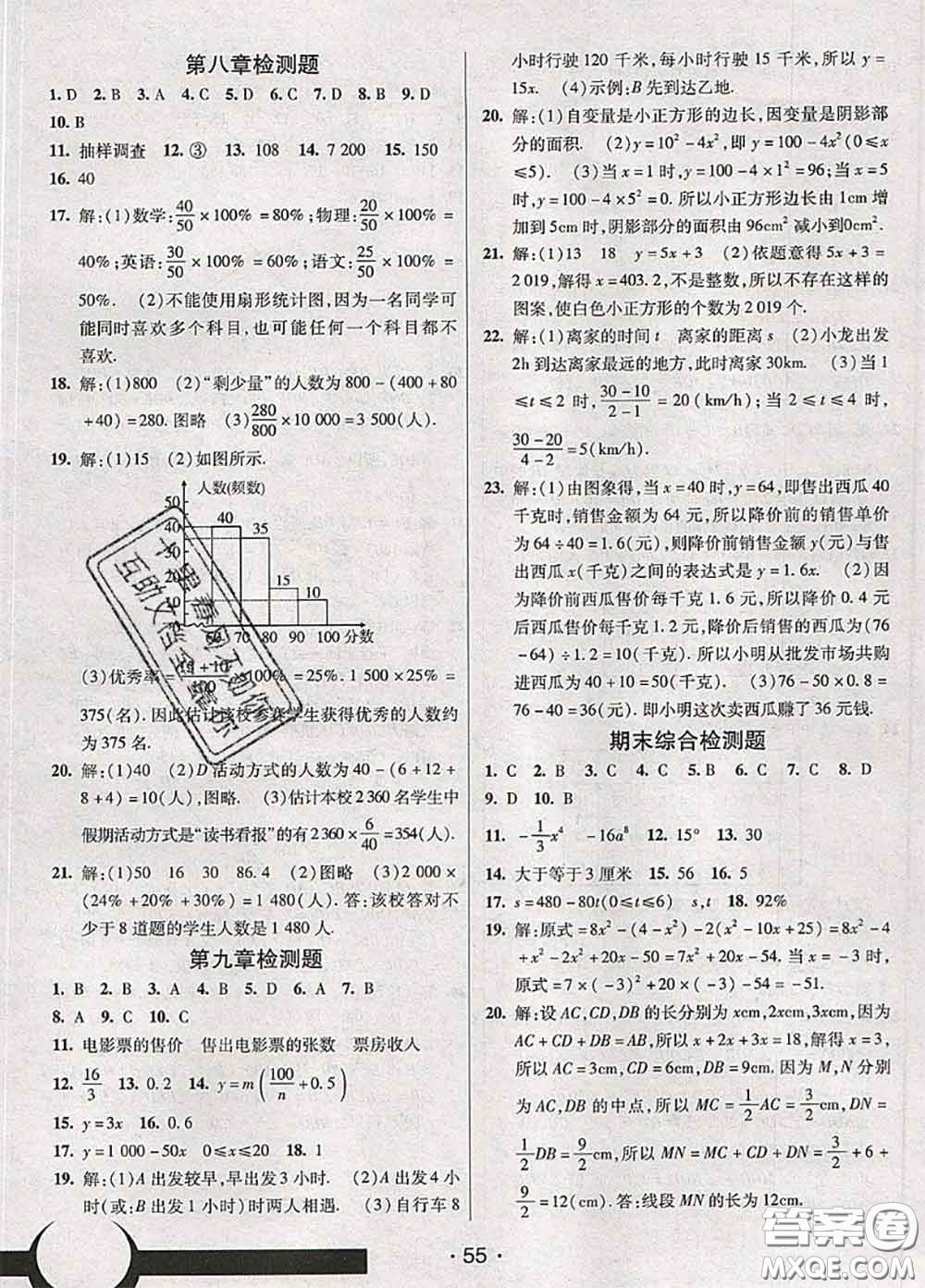 新疆青少年出版社2020同行學(xué)案學(xué)練測六年級數(shù)學(xué)下冊魯教版參考答案