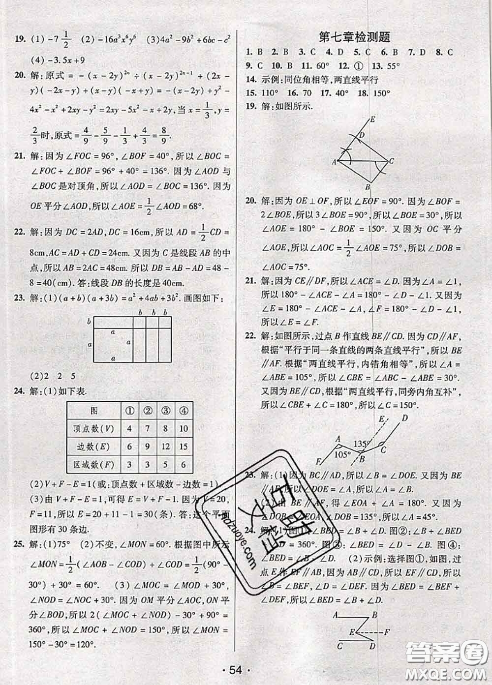 新疆青少年出版社2020同行學(xué)案學(xué)練測六年級數(shù)學(xué)下冊魯教版參考答案