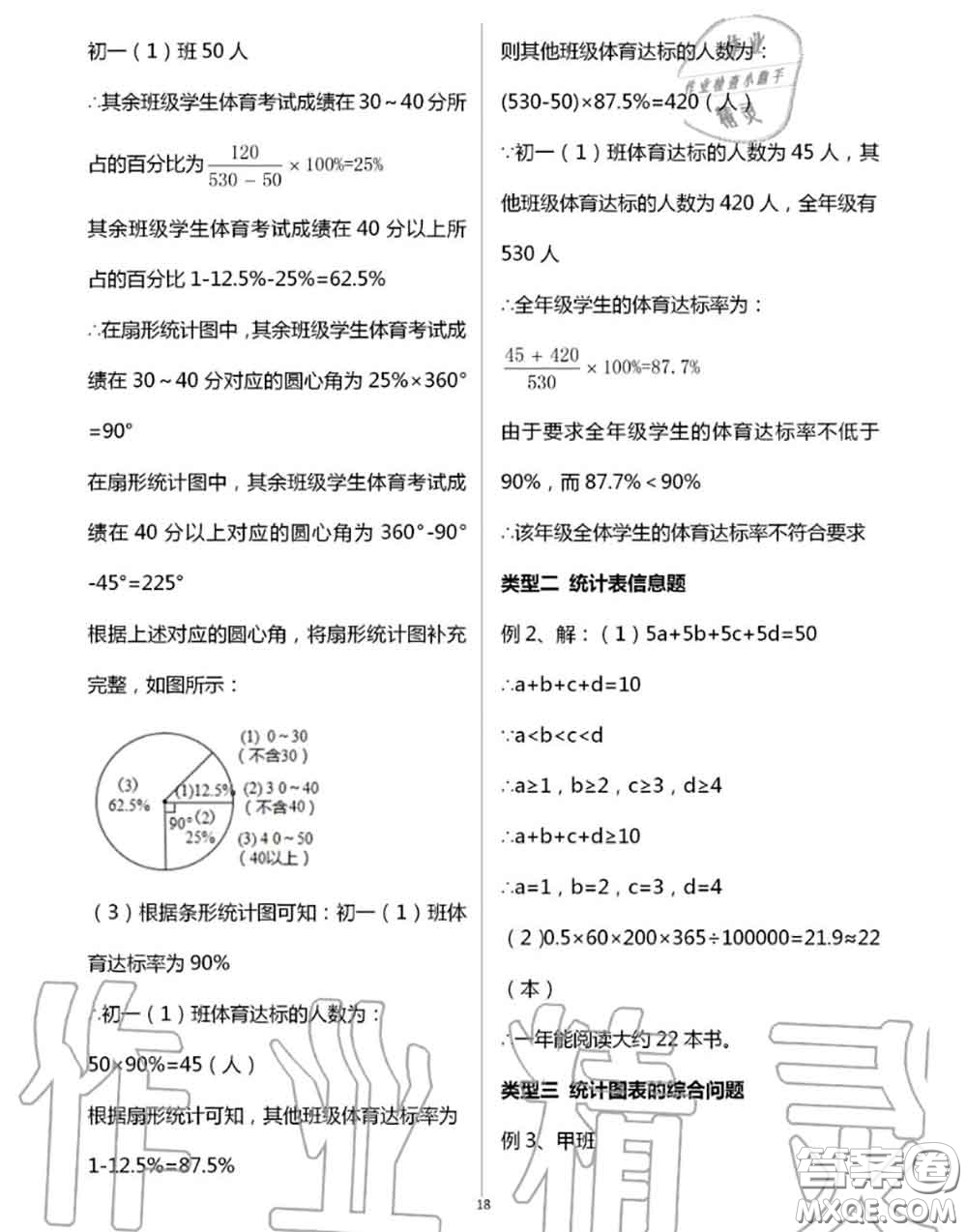 陽光出版社2020年全品溫故知新暑假七升八數學人教版參考答案