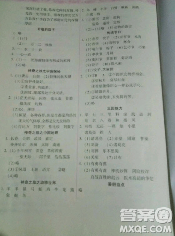 希望出版社2020年暑假作業(yè)本小學五年級天天練語文統(tǒng)編版答案