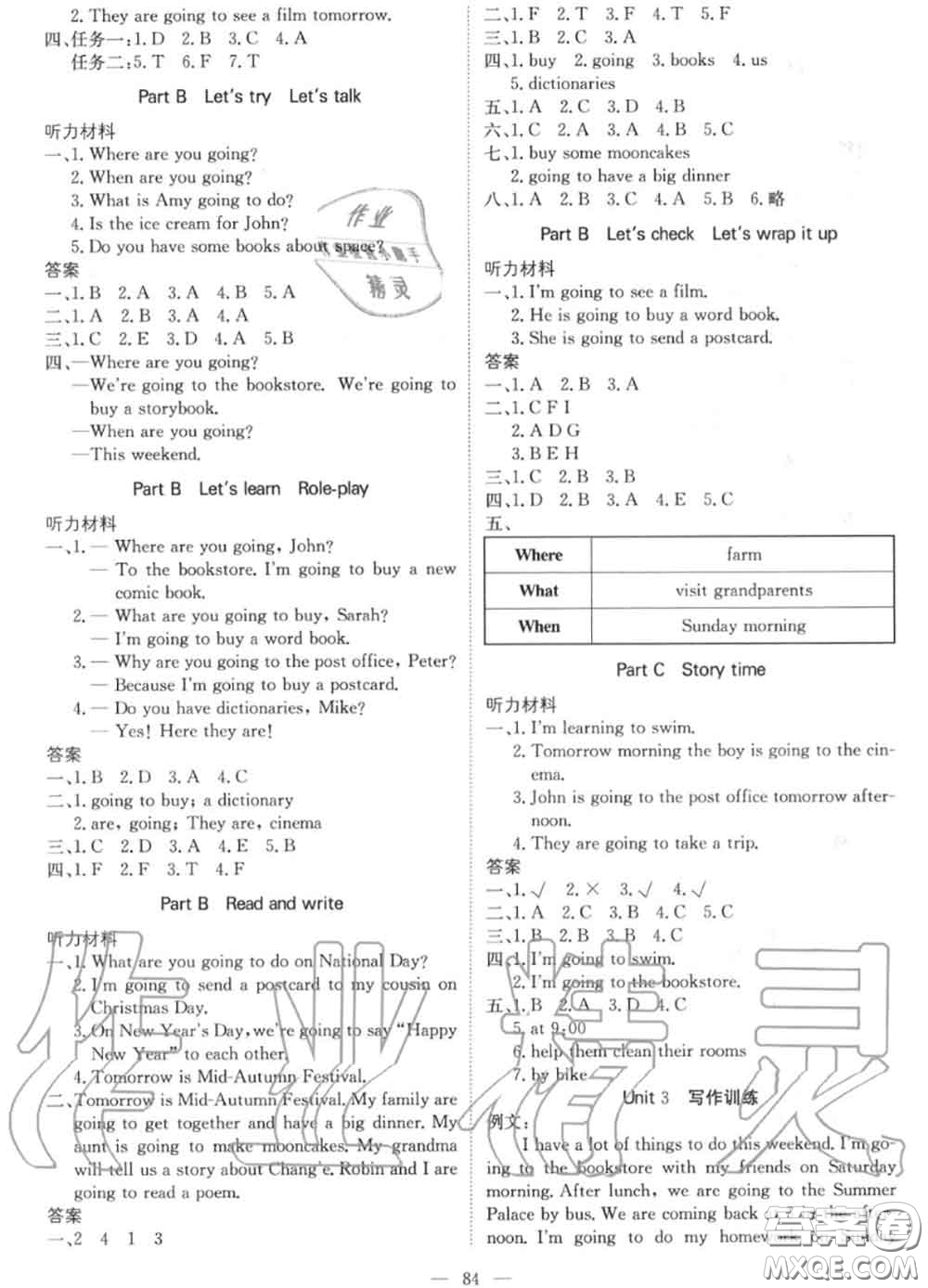 2020年秋1加1輕巧奪冠優(yōu)化訓(xùn)練六年級英語上冊人教版參考答案