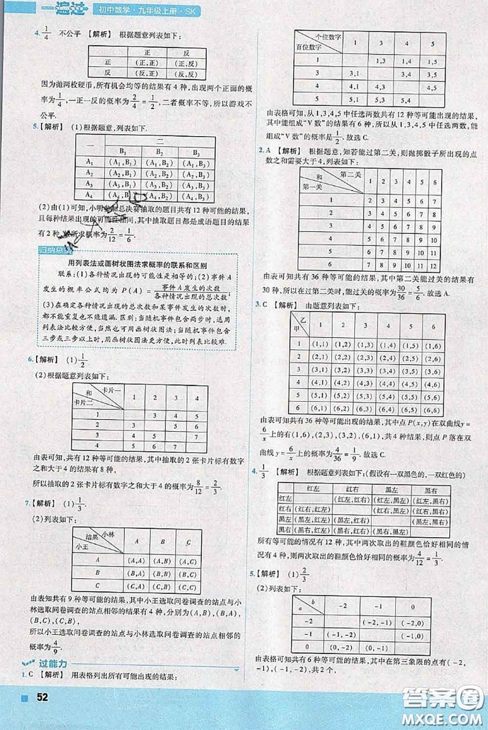 天星教育2020年秋一遍過初中數(shù)學(xué)九年級(jí)上冊(cè)蘇科版參考答案