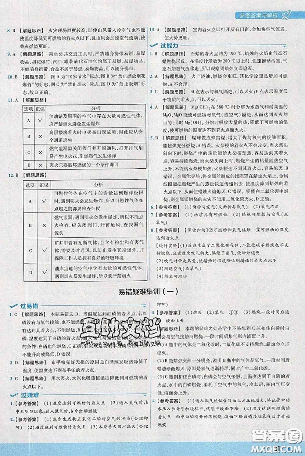 天星教育2020年秋一遍過初中化學(xué)九年級上冊滬教版參考答案