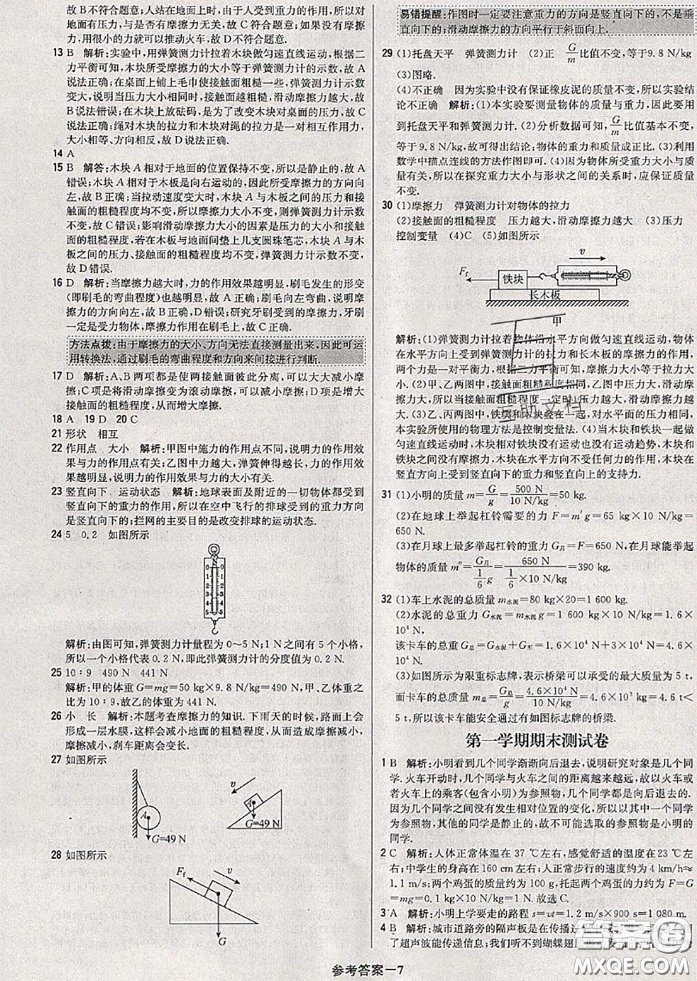 2020年秋1加1輕巧奪冠優(yōu)化訓(xùn)練八年級物理上冊滬科版參考答案