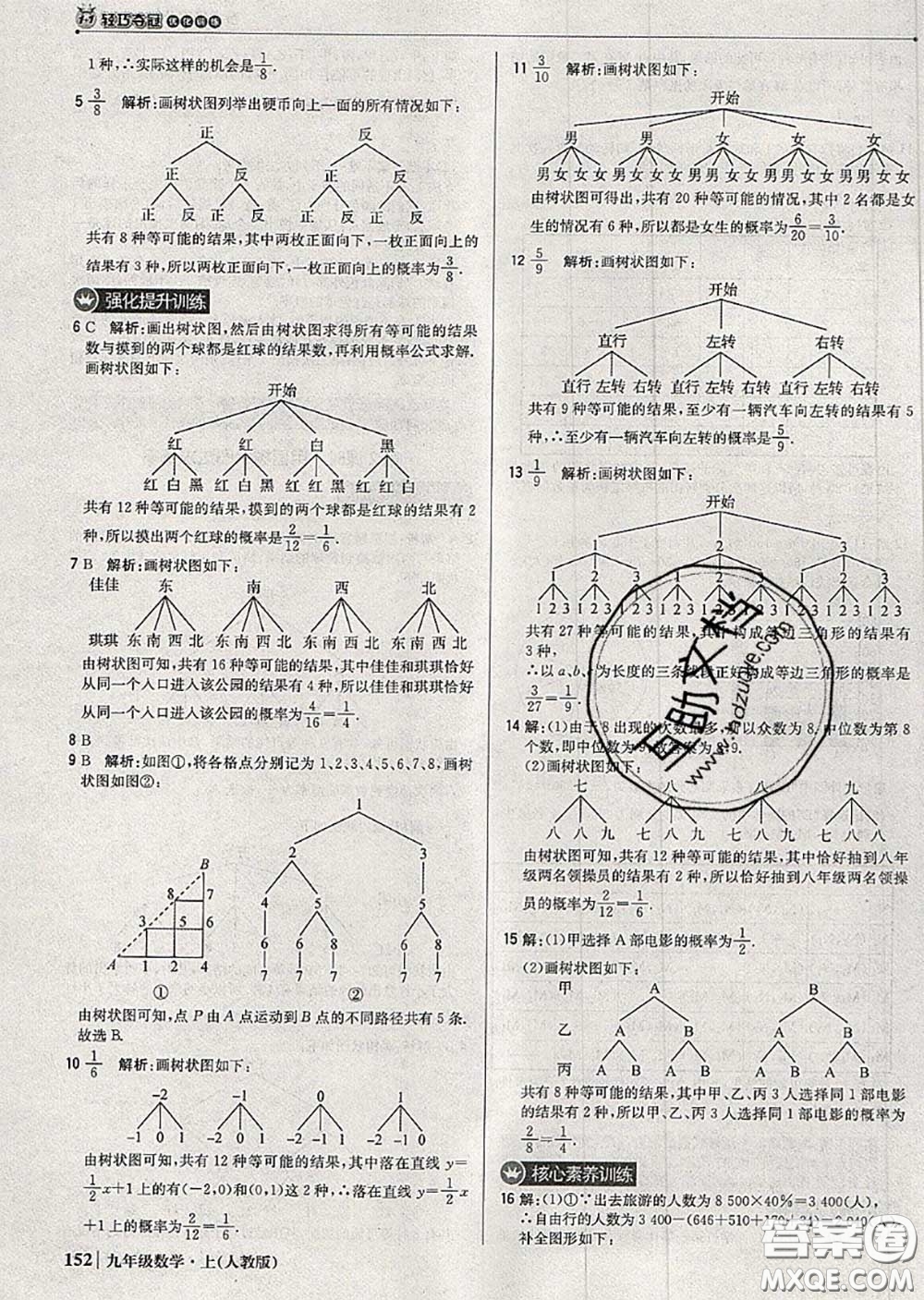 2020年秋1加1輕巧奪冠優(yōu)化訓(xùn)練九年級(jí)數(shù)學(xué)上冊(cè)人教版參考答案