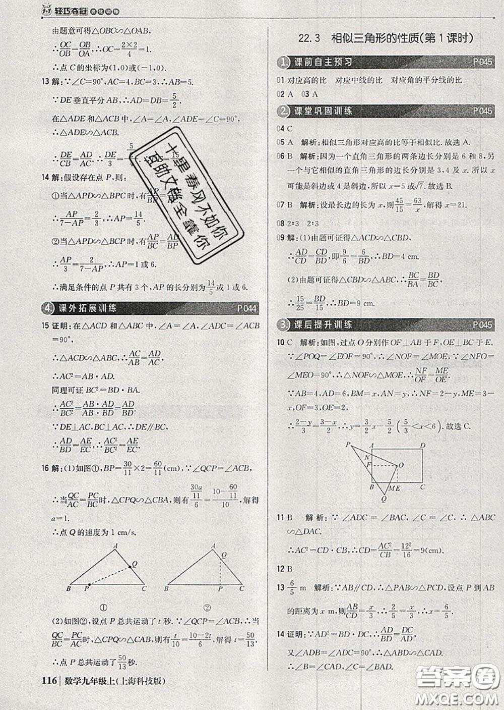 2020年秋1加1輕巧奪冠優(yōu)化訓(xùn)練九年級(jí)數(shù)學(xué)上冊(cè)滬科版參考答案