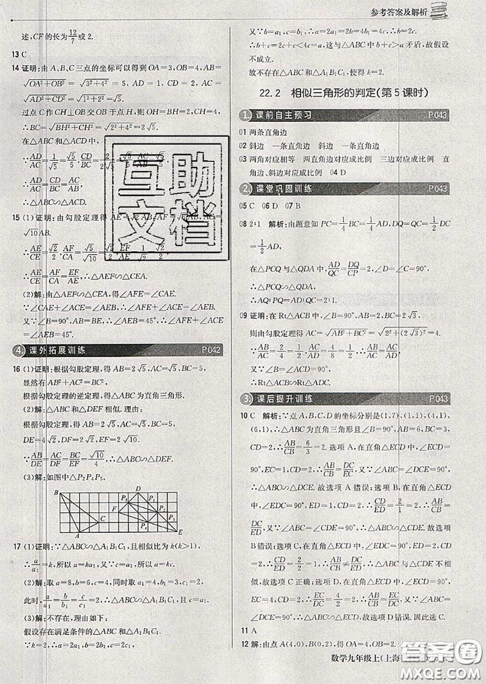 2020年秋1加1輕巧奪冠優(yōu)化訓(xùn)練九年級(jí)數(shù)學(xué)上冊(cè)滬科版參考答案