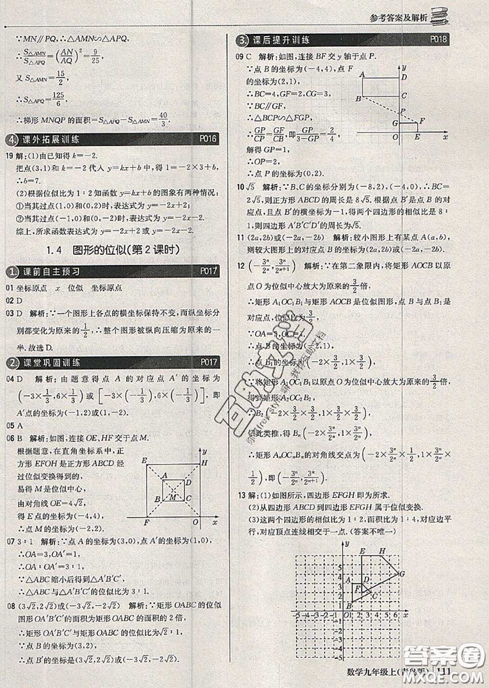 2020年秋1加1輕巧奪冠優(yōu)化訓(xùn)練九年級數(shù)學(xué)上冊青島版參考答案