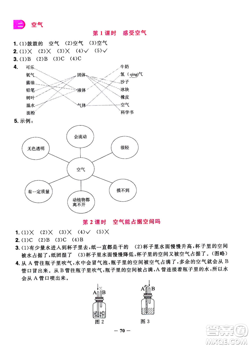 2020年陽光同學(xué)課時優(yōu)化作業(yè)科學(xué)三年級上冊JK教科版答案