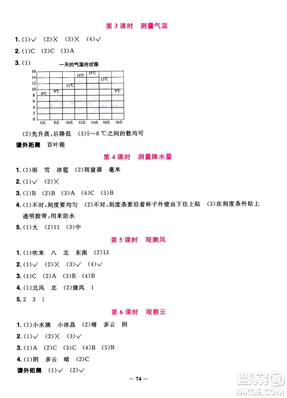 2020年陽光同學(xué)課時優(yōu)化作業(yè)科學(xué)三年級上冊JK教科版答案