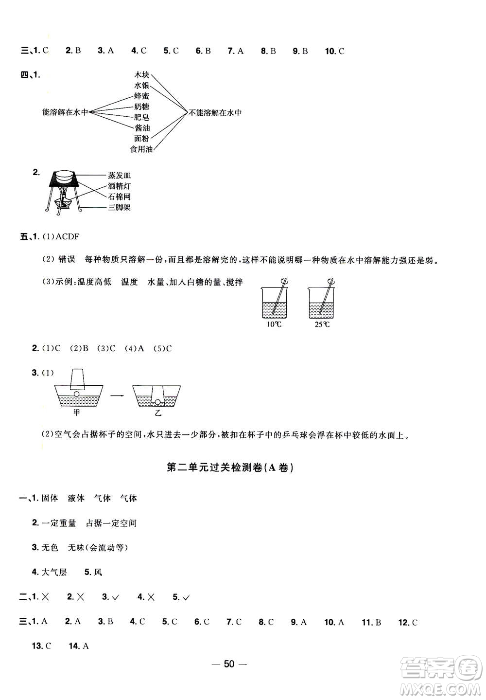 2020年陽光同學一線名師全優(yōu)好卷三年級上冊科學JK教科版答案